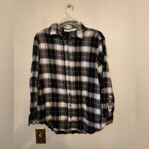 Calvin Klein black plaid long sleeve button down shirt Size womens 1x